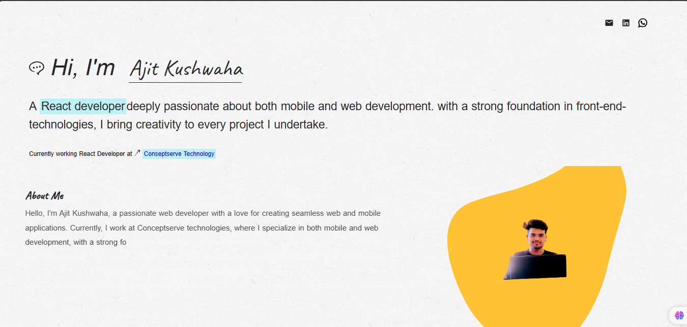 Screenshot of Portfolio Website