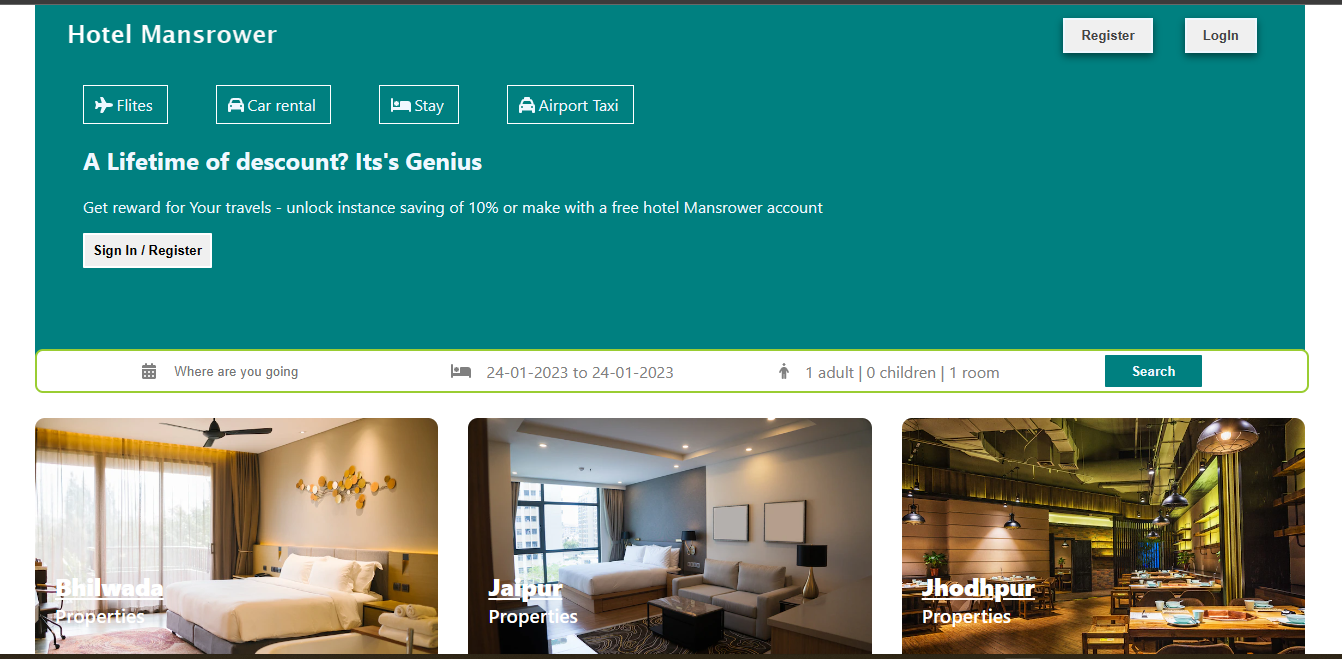 Screenshot of Hotel Mansarover